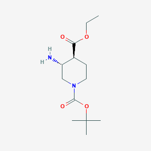 molecular formula C13H24N2O4 B13324676 Rel-1-(tert-butyl) 4-ethyl (3R,4S)-3-aminopiperidine-1,4-dicarboxylate 