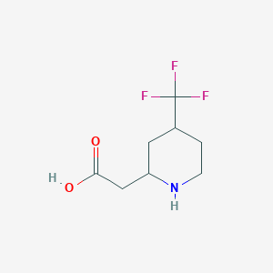 molecular formula C8H12F3NO2 B13324704 2-[4-(Trifluoromethyl)piperidin-2-yl]acetic acid 