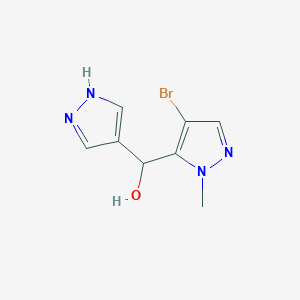 molecular formula C8H9BrN4O B13324809 (4-Bromo-1-methyl-1H-pyrazol-5-yl)(1H-pyrazol-4-yl)methanol 