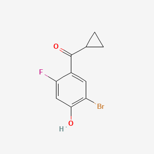 molecular formula C10H8BrFO2 B13324818 2-Bromo-4-cyclopropanecarbonyl-5-fluorophenol 