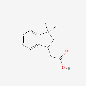 molecular formula C13H16O2 B13324844 2-(3,3-Dimethyl-2,3-dihydro-1H-inden-1-yl)acetic acid 