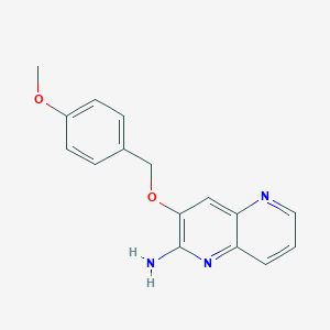 molecular formula C16H15N3O2 B13324872 3-((4-Methoxybenzyl)oxy)-1,5-naphthyridin-2-amine 