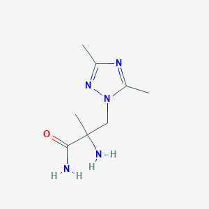 molecular formula C8H15N5O B13325023 2-Amino-3-(dimethyl-1H-1,2,4-triazol-1-YL)-2-methylpropanamide 