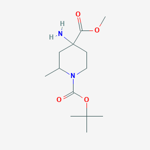 molecular formula C13H24N2O4 B13325055 1-(tert-Butyl) 4-methyl 4-amino-2-methylpiperidine-1,4-dicarboxylate 