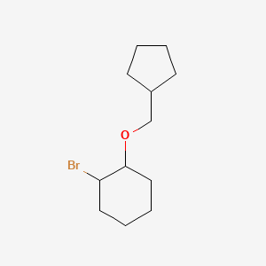 molecular formula C12H21BrO B13325105 1-Bromo-2-(cyclopentylmethoxy)cyclohexane 