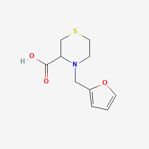 molecular formula C10H13NO3S B13325113 4-[(Furan-2-yl)methyl]thiomorpholine-3-carboxylic acid 