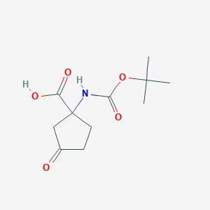 molecular formula C11H17NO5 B13325162 1-((tert-Butoxycarbonyl)amino)-3-oxocyclopentane-1-carboxylic acid 