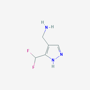 molecular formula C5H7F2N3 B13325163 (5-(Difluoromethyl)-1H-pyrazol-4-yl)methanamine 