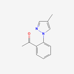 molecular formula C12H12N2O B13325207 1-[2-(4-Methyl-1H-pyrazol-1-YL)phenyl]ethan-1-one 