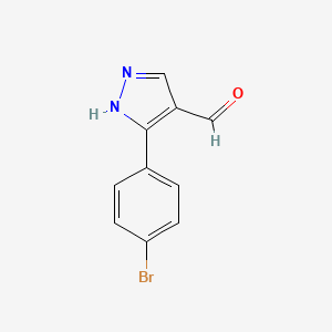 molecular formula C10H7BrN2O B1332523 3-(4-溴苯基)-1H-吡唑-4-甲醛 CAS No. 350997-68-1