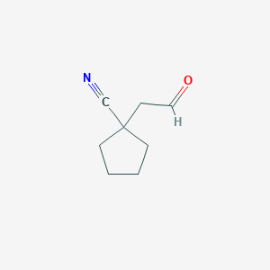 molecular formula C8H11NO B13325237 1-(2-Oxoethyl)cyclopentane-1-carbonitrile 