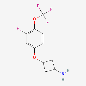 molecular formula C11H11F4NO2 B13325321 Rel-(1r,3r)-3-(3-fluoro-4-(trifluoromethoxy)phenoxy)cyclobutan-1-amine 