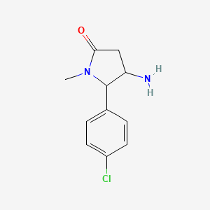 molecular formula C11H13ClN2O B13325340 4-Amino-5-(4-chlorophenyl)-1-methylpyrrolidin-2-one 