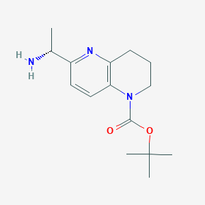 molecular formula C15H23N3O2 B13325358 tert-Butyl (R)-6-(1-aminoethyl)-3,4-dihydro-1,5-naphthyridine-1(2H)-carboxylate 