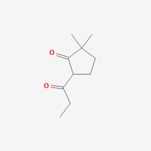 molecular formula C10H16O2 B13325361 2,2-Dimethyl-5-propanoylcyclopentan-1-one 