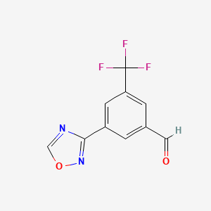 molecular formula C10H5F3N2O2 B13325363 3-(Trifluoromethyl)-5-(1,2,4-oxadiazol-3-yl)benzaldehyde 