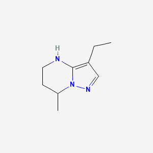 molecular formula C9H15N3 B13325372 3-ethyl-7-methyl-4H,5H,6H,7H-pyrazolo[1,5-a]pyrimidine 