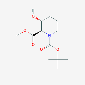 molecular formula C12H21NO5 B13325399 1-(tert-Butyl) 2-methyl (2R,3R)-3-hydroxypiperidine-1,2-dicarboxylate 