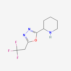 molecular formula C9H12F3N3O B13325407 2-[5-(2,2,2-Trifluoroethyl)-1,3,4-oxadiazol-2-yl]piperidine 