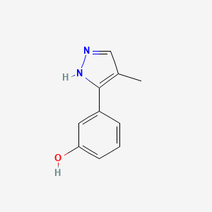 molecular formula C10H10N2O B13325409 3-(4-Methyl-1H-pyrazol-3-yl)phenol 