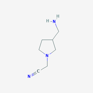 molecular formula C7H13N3 B13325484 2-[3-(Aminomethyl)pyrrolidin-1-yl]acetonitrile 