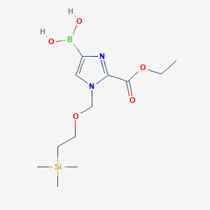 molecular formula C12H23BN2O5Si B13325562 (2-(Ethoxycarbonyl)-1-((2-(trimethylsilyl)ethoxy)methyl)-1H-imidazol-4-yl)boronic acid 