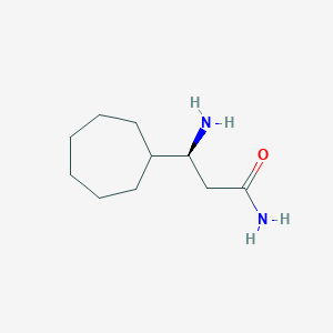 molecular formula C10H20N2O B13325579 (3S)-3-Amino-3-cycloheptylpropanamide 