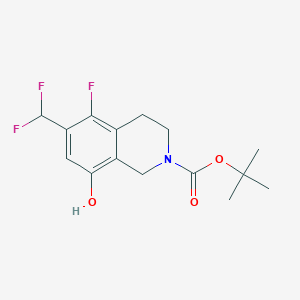 molecular formula C15H18F3NO3 B13325588 tert-Butyl 6-(difluoromethyl)-5-fluoro-8-hydroxy-3,4-dihydroisoquinoline-2(1H)-carboxylate 