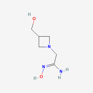 molecular formula C6H13N3O2 B13325615 N-Hydroxy-2-(3-(hydroxymethyl)azetidin-1-yl)acetimidamide 