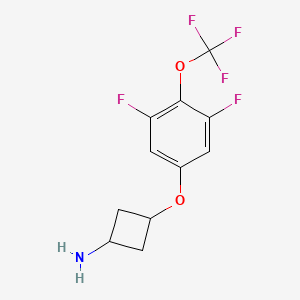 molecular formula C11H10F5NO2 B13325628 Rel-(1r,3r)-3-(3,5-difluoro-4-(trifluoromethoxy)phenoxy)cyclobutan-1-amine 