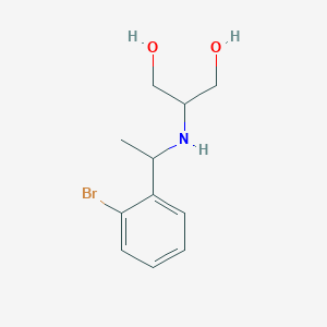 molecular formula C11H16BrNO2 B13325679 2-{[1-(2-Bromophenyl)ethyl]amino}propane-1,3-diol 