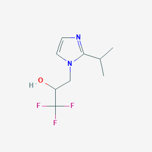 molecular formula C9H13F3N2O B13325696 1,1,1-Trifluoro-3-(2-isopropyl-1H-imidazol-1-yl)propan-2-ol 