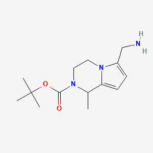 molecular formula C14H23N3O2 B13325699 tert-Butyl 6-(aminomethyl)-1-methyl-3,4-dihydropyrrolo[1,2-a]pyrazine-2(1H)-carboxylate 