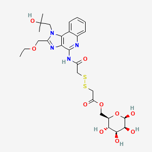 ((2R,3S,4S,5S,6R)-3,4,5,6-Tetrahydroxytetrahydro-2H-pyran-2-yl)methyl 2-((2-((2-(ethoxymethyl)-1-(2-hydroxy-2-methylpropyl)-1H-imidazo[4,5-c]quinolin-4-yl)amino)-2-oxoethyl)disulfanyl)acetate