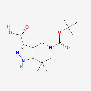 molecular formula C14H19N3O4 B13325731 5'-(tert-Butoxycarbonyl)-2',4',5',6'-tetrahydrospiro[cyclopropane-1,7'-pyrazolo[4,3-c]pyridine]-3'-carboxylic acid 