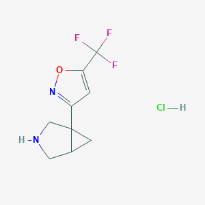 molecular formula C9H10ClF3N2O B13325738 3-(3-Azabicyclo[3.1.0]hexan-1-yl)-5-(trifluoromethyl)isoxazole hydrochloride 