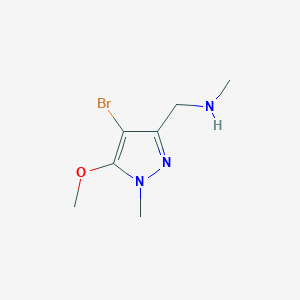 molecular formula C7H12BrN3O B13325765 1-(4-Bromo-5-methoxy-1-methyl-1H-pyrazol-3-yl)-N-methylmethanamine 