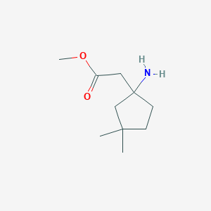 molecular formula C10H19NO2 B13325825 Methyl 2-(1-amino-3,3-dimethylcyclopentyl)acetate 