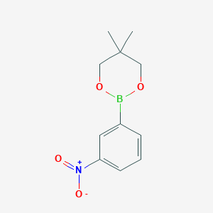 molecular formula C11H14BNO4 B13325830 5,5-Dimethyl-2-(3-nitrophenyl)-1,3,2-dioxaborinane 