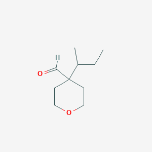 molecular formula C10H18O2 B13325853 4-(Butan-2-yl)oxane-4-carbaldehyde 