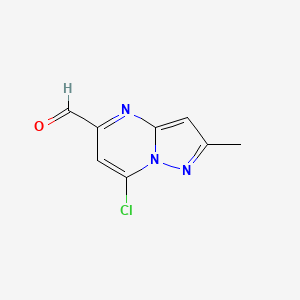 molecular formula C8H6ClN3O B13325873 7-Chloro-2-methylpyrazolo[1,5-a]pyrimidine-5-carbaldehyde 