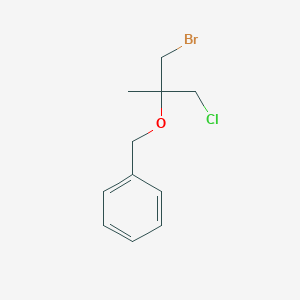 molecular formula C11H14BrClO B13325889 {[(1-Bromo-3-chloro-2-methylpropan-2-yl)oxy]methyl}benzene 