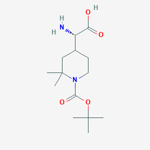 molecular formula C14H26N2O4 B13325934 (2S)-2-Amino-2-(1-(tert-butoxycarbonyl)-2,2-dimethylpiperidin-4-yl)acetic acid 