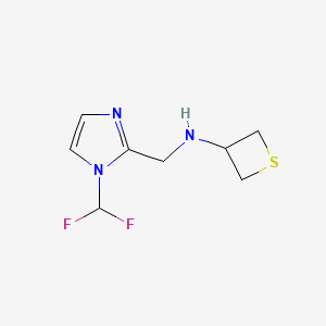 molecular formula C8H11F2N3S B13325975 N-((1-(Difluoromethyl)-1H-imidazol-2-yl)methyl)thietan-3-amine 