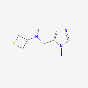 molecular formula C8H13N3S B13325981 N-((1-Methyl-1H-imidazol-5-yl)methyl)thietan-3-amine 