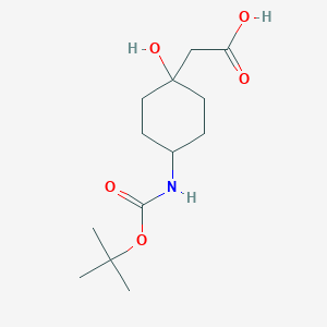 molecular formula C13H23NO5 B13326005 2-(4-((tert-Butoxycarbonyl)amino)-1-hydroxycyclohexyl)acetic acid 