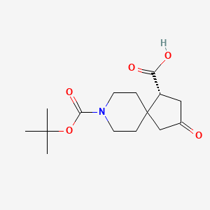 molecular formula C15H23NO5 B13326128 (R)-8-(tert-Butoxycarbonyl)-3-oxo-8-azaspiro[4.5]decane-1-carboxylic acid 