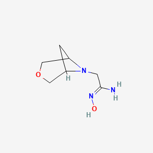 molecular formula C7H13N3O2 B13326129 2-(3-Oxa-6-azabicyclo[3.1.1]heptan-6-yl)-N-hydroxyacetimidamide 