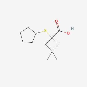 molecular formula C12H18O2S B13326259 5-(Cyclopentylsulfanyl)spiro[2.3]hexane-5-carboxylic acid 