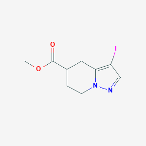 molecular formula C9H11IN2O2 B13326262 Methyl 3-iodo-4,5,6,7-tetrahydropyrazolo[1,5-a]pyridine-5-carboxylate 